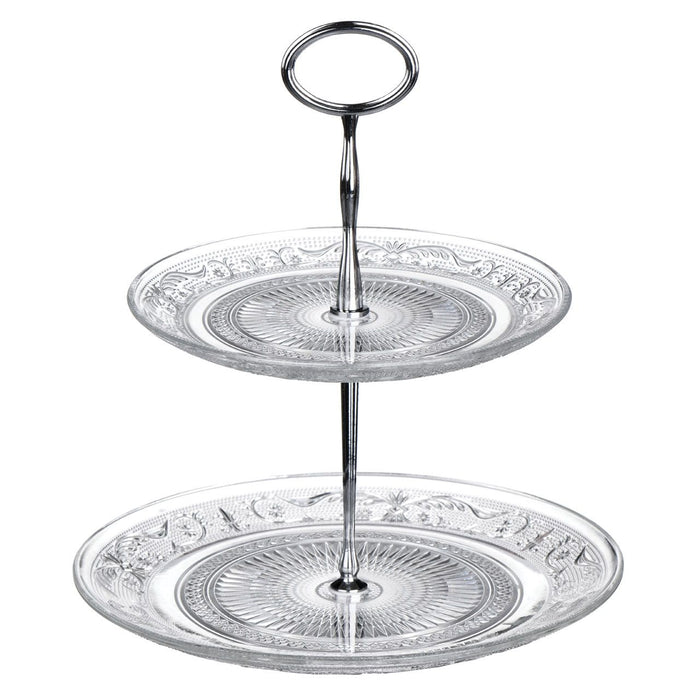 Glass Cake Stand with 2 Tiers