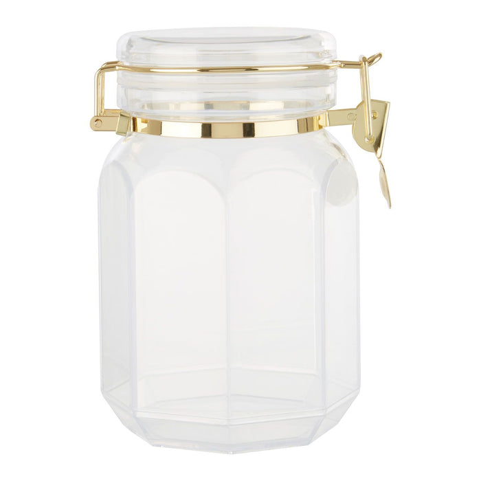 Geometric Large Clear Gold Metallic Canister
