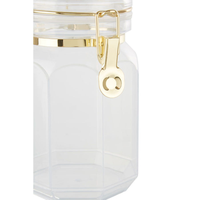 Geometric Large Clear Gold Metallic Canister