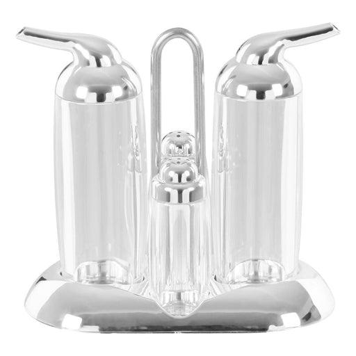 Gozo Transparent and Silver 4Pc Condiments Set - Modern Home Interiors