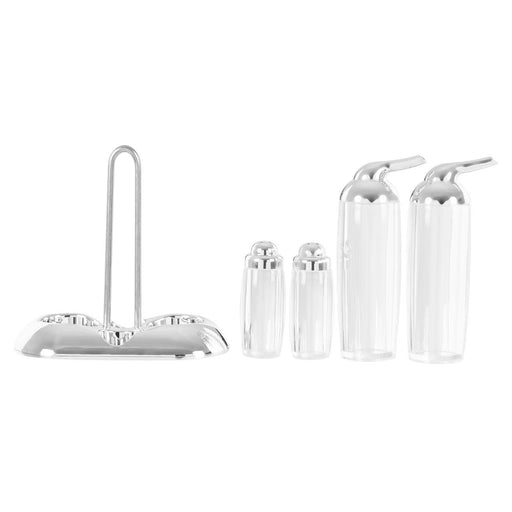 Gozo Transparent and Silver 4Pc Condiments Set - Modern Home Interiors