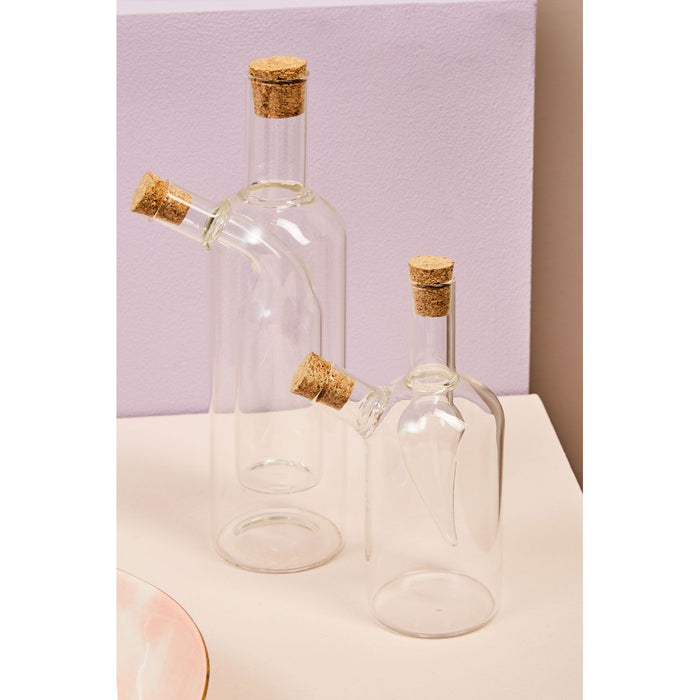Oil and Vinegar Dispenser Apparatus Cutout Inner Borosilicate Glass Bottle