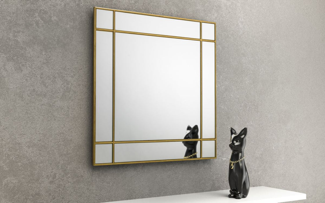 Fortissimo Square Panel Mirror with Gold Trim - Modern Home Interiors