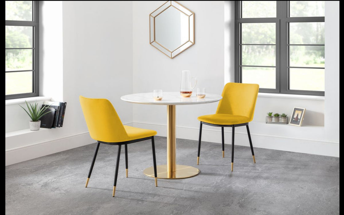 Palermo Round Marble Pedestal Table - White & Gold - Modern Home Interiors