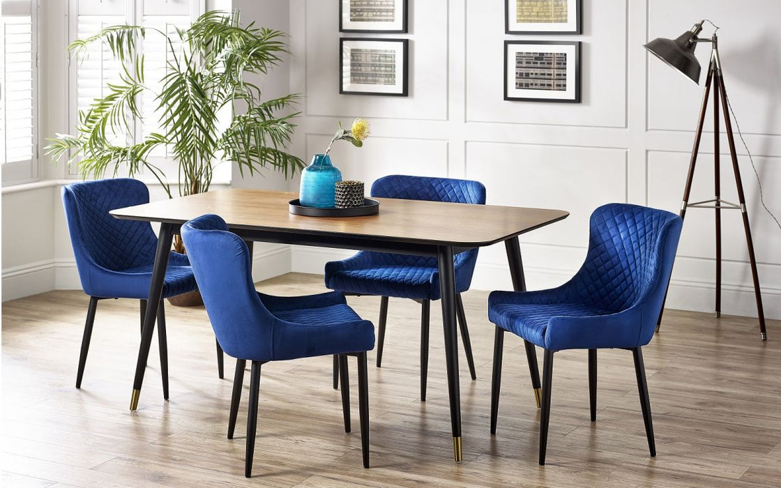 Findlay Rectangular Table & 4 Luxe Blue Chairs
