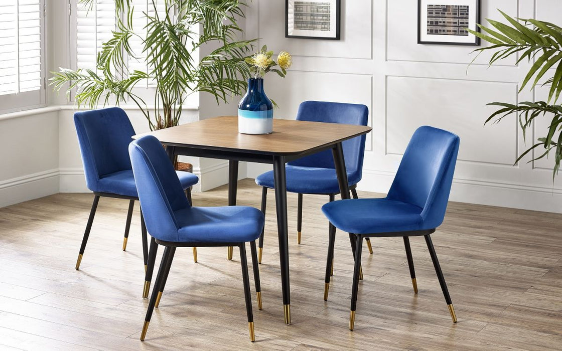 Findlay Square Dining Table & 4 Delaunay Blue Chairs