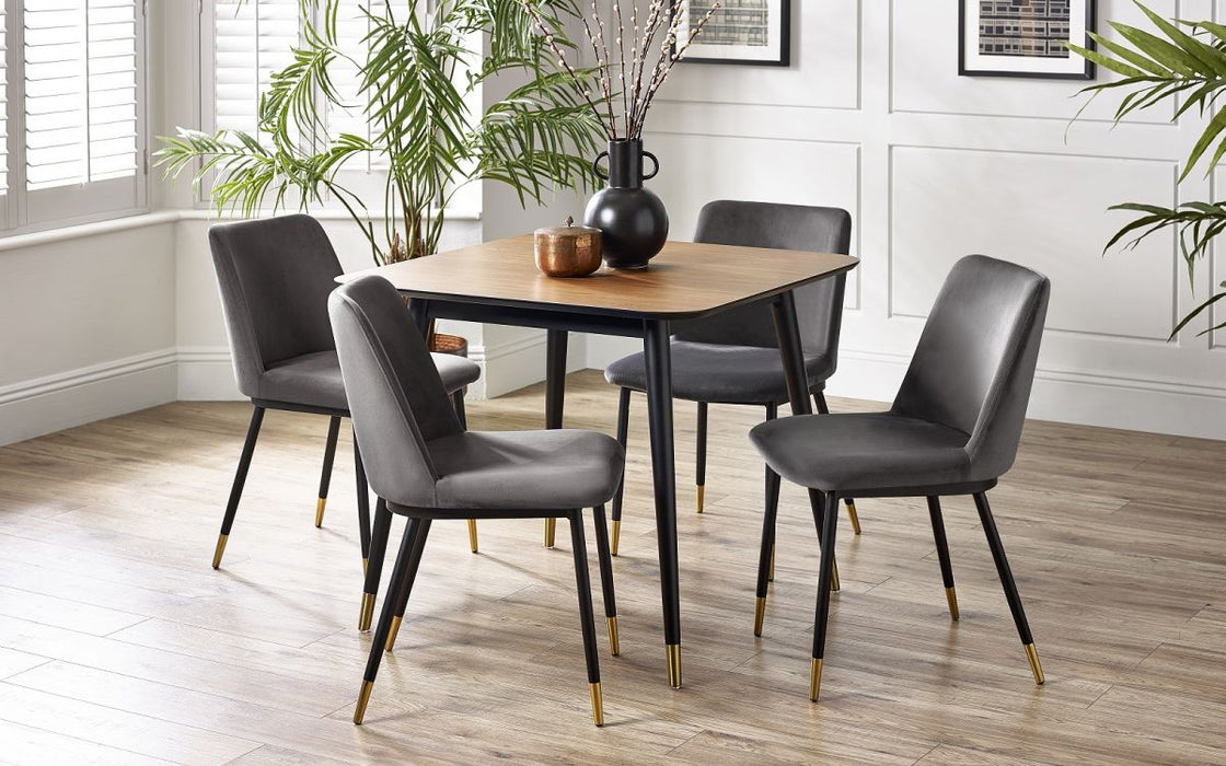 Findlay Square Dining Table & 4 Delaunay Grey Chairs