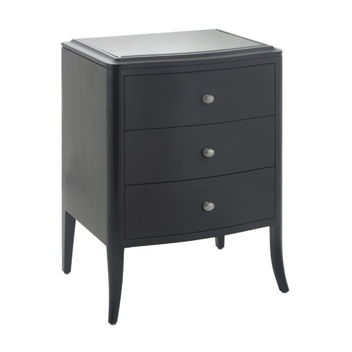 Maxton Mahogany and Black 3 Drawer Bedside Cabinet - DC