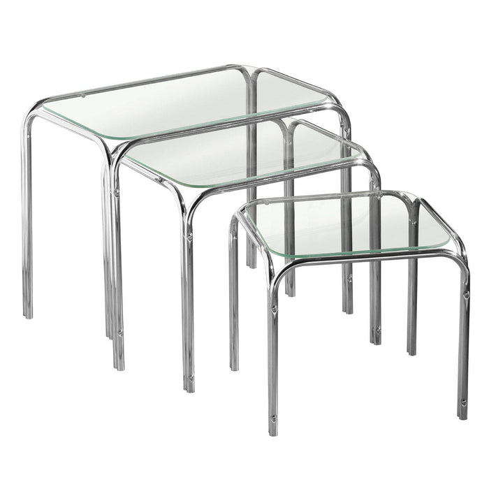 Nest of 3 Clear Glass Pointed Oval Tables - Modern Home Interiors