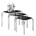 Nest of 3 Black Glass Pointed Oval Tables - Modern Home Interiors