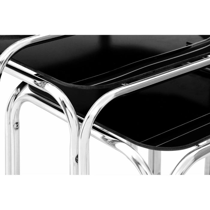 Nest of 3 Black Glass Pointed Oval Tables - Modern Home Interiors