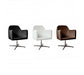 Oscar Modern Accent Swivel Armchair Chair - Black Leather - Modern Home Interiors