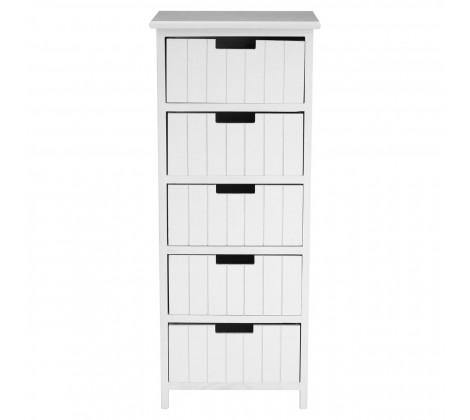 New England White 5 Drawer Tall Chest - Modern Home Interiors
