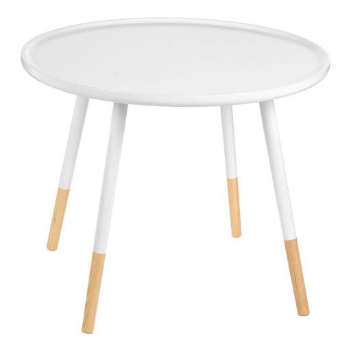 Viborg White and Natural Round Side Table - Modern Home Interiors