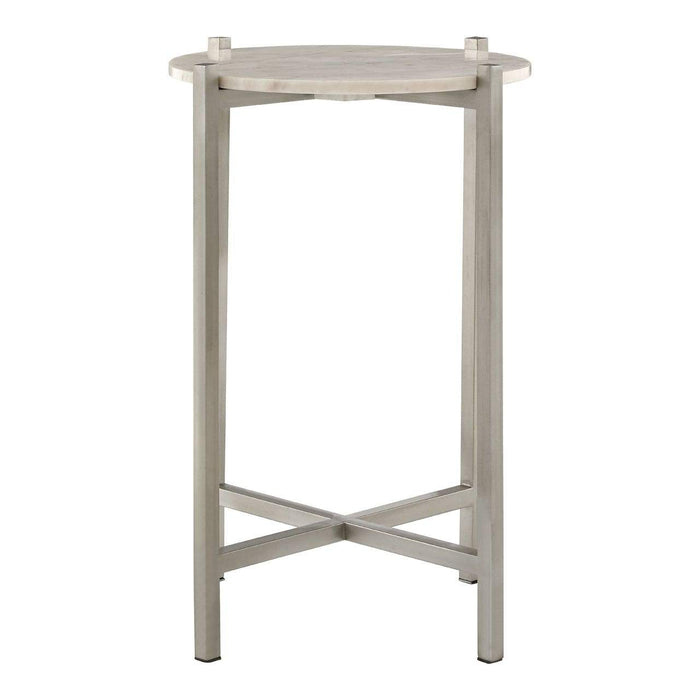 Templar White Marble Table with Lattice Base - Modern Home Interiors