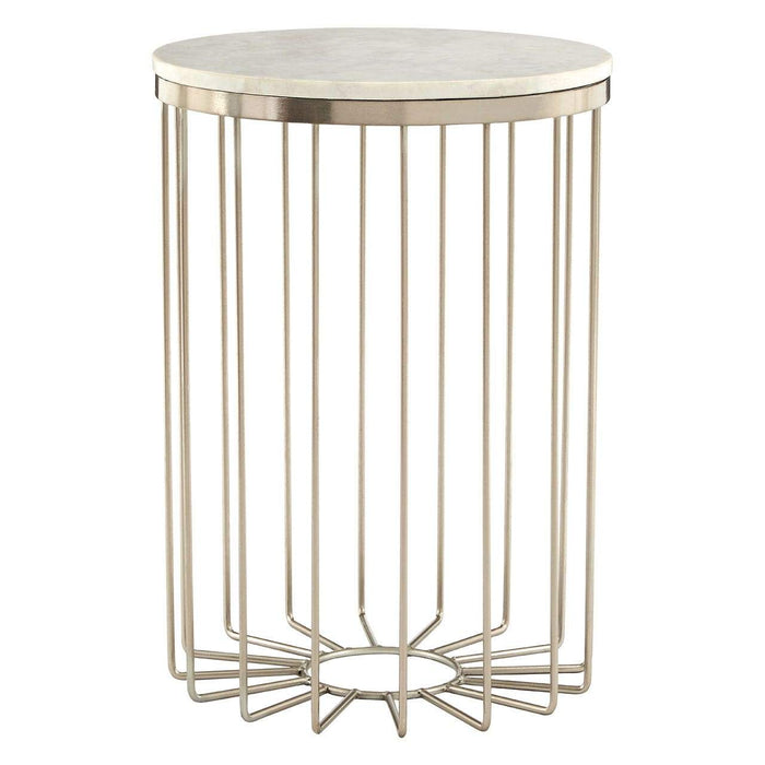 Templar White Marble Cage Design Iron Table - Modern Home Interiors