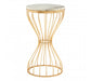 Templar White Marble and Gold Pinched Base Iron Side Table - Modern Home Interiors