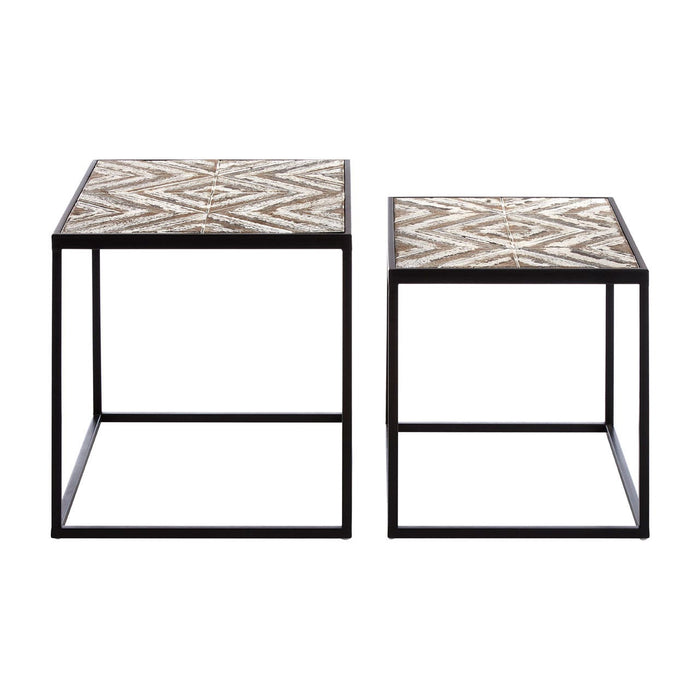 Lombok Natural Wood & Metal Nest of Tables - Modern Home Interiors