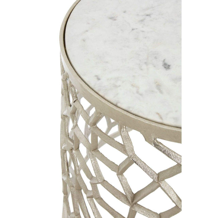 Templar Nickel/ Marble Side Tables - Modern Home Interiors