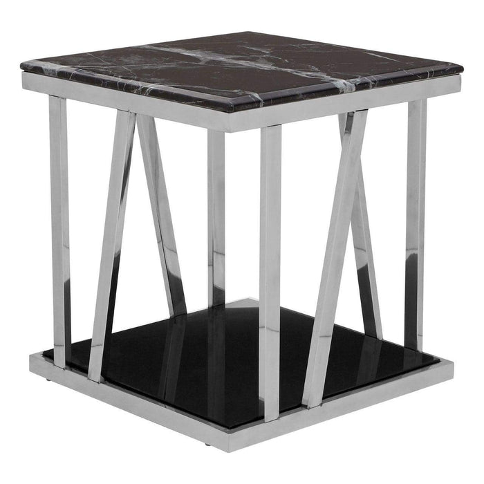 Ackley Side Table with Black Marble Top - Modern Home Interiors