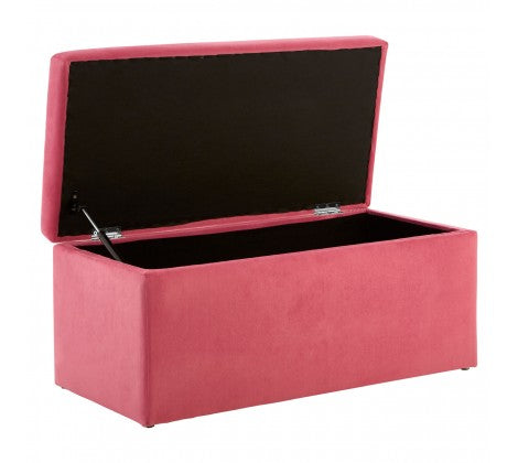 Mia Kids Ottoman Velvet Pink Storage Box - Modern Home Interiors