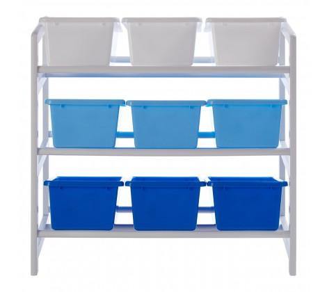 3 Tier White/Blue Kids Storage Unit - Modern Home Interiors