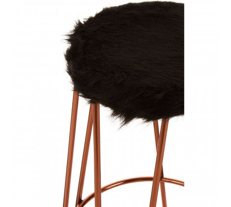 District Faux Fur & Rose Gold Finish Stool - Modern Home Interiors