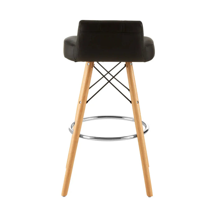 Black Soft Faux Leather Effect Bar Stool with Beechwood and Chrome Legs