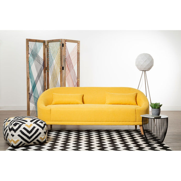 3 Seater Linen Sofa with Eucalyptus Wood Feet
