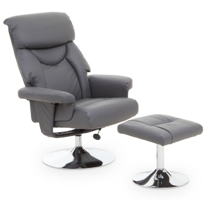 Faux Leather Ergonomic Recliner and Stool Set