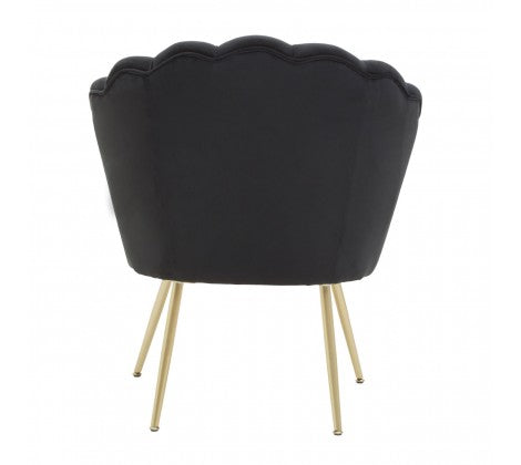Ovala Black Velvet Scalloped Shell Chair - Modern Home Interiors