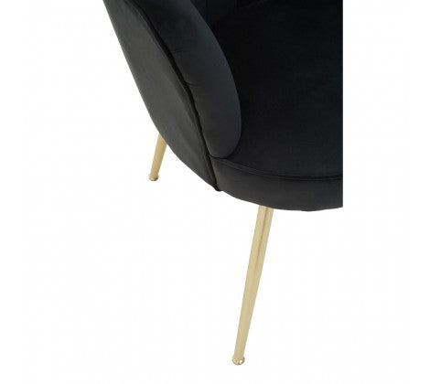 Ovala Black Velvet Scalloped Shell Chair - Modern Home Interiors