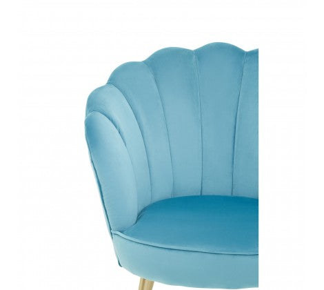 Ovala Aqua Blue Velvet Scalloped Shell Chair - Modern Home Interiors