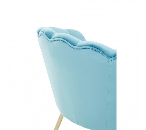 Ovala Aqua Blue Velvet Scalloped Shell Chair - Modern Home Interiors
