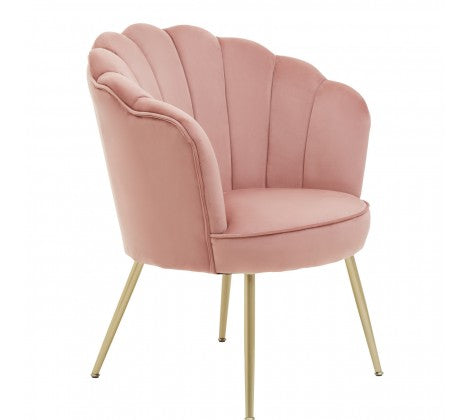 Ovala Pink Velvet Scalloped Shell Chair - Modern Home Interiors
