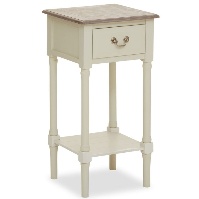 Two-Tone Pine Wood 1 Drawer Side Table
