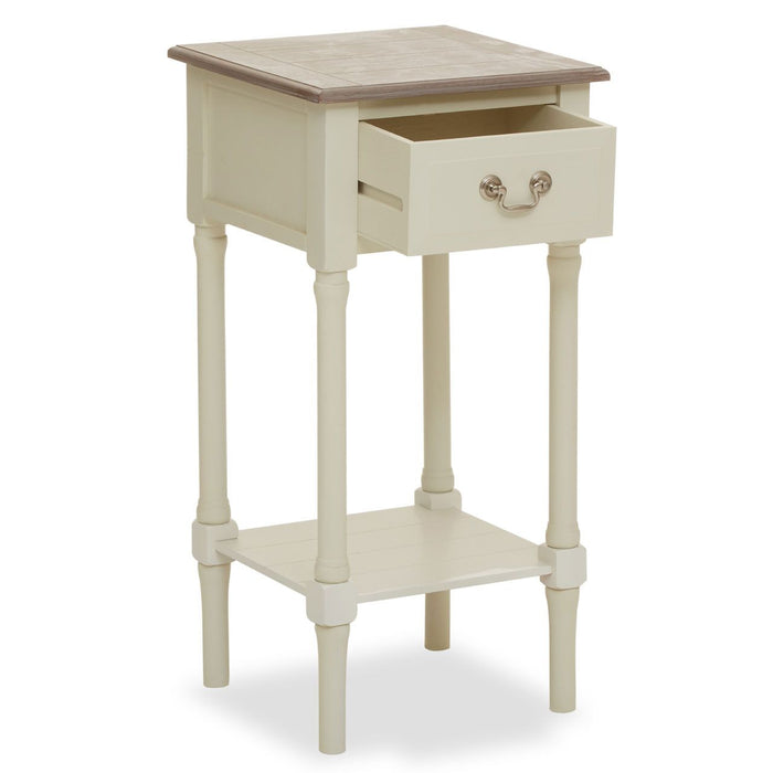 Two-Tone Pine Wood 1 Drawer Side Table