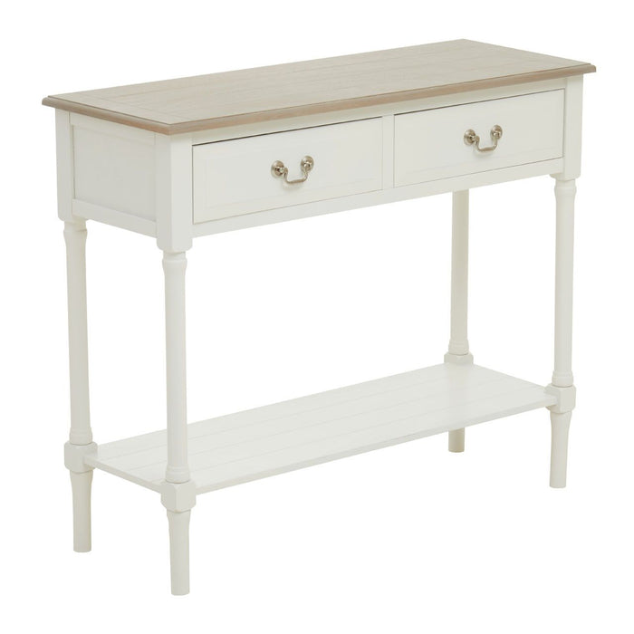 Two-Tone Pine Wood 2 Drawer Console Table
