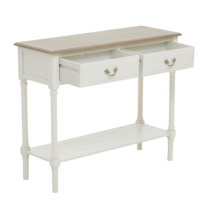 Two-Tone Pine Wood 2 Drawer Console Table