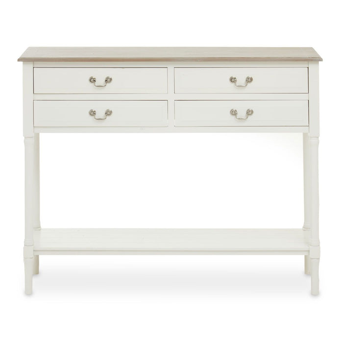 Two-Tone Pine Wood 4 Drawer Console Table