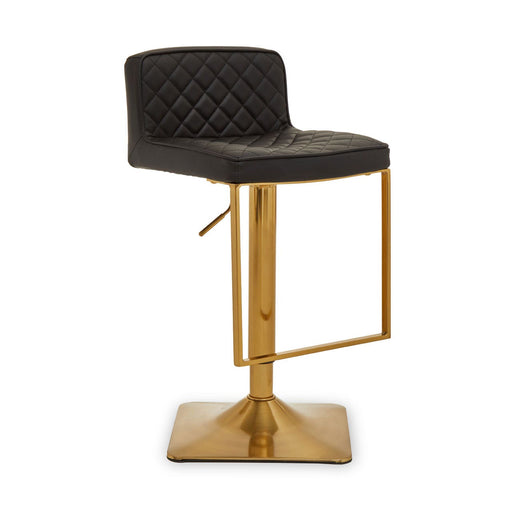Black and Gold Bar Stool with Gold Square Base - Modern Home Interiors