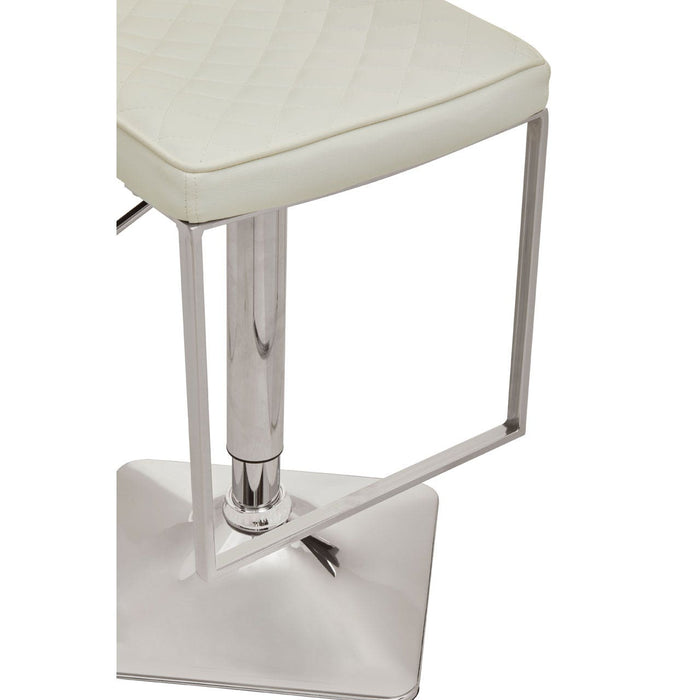 White and Chrome Bar Stool with Square Base Modern Home Interiors