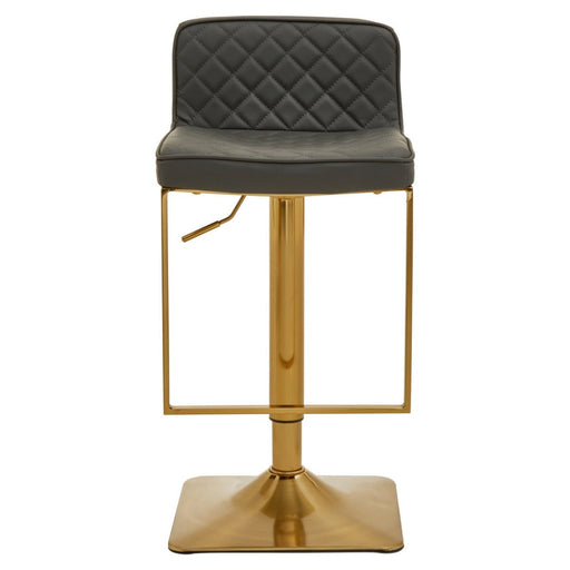 Dark Grey and Gold Bar Stool with Square Base - Modern Home Interiors