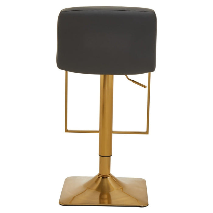 Dark Grey and Gold Bar Stool with Square Base - Modern Home Interiors