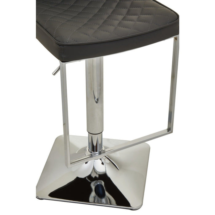 Dark Grey and Chrome Bar Stool with Square Base Modern Home