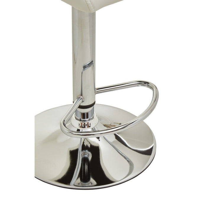 White and Chrome Bar Stool with Round Base - Modern Home Interiors