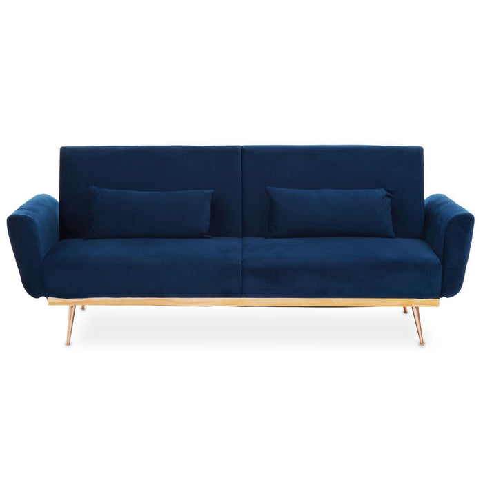 Dark Blue Velvet and Gold Sofa Bed