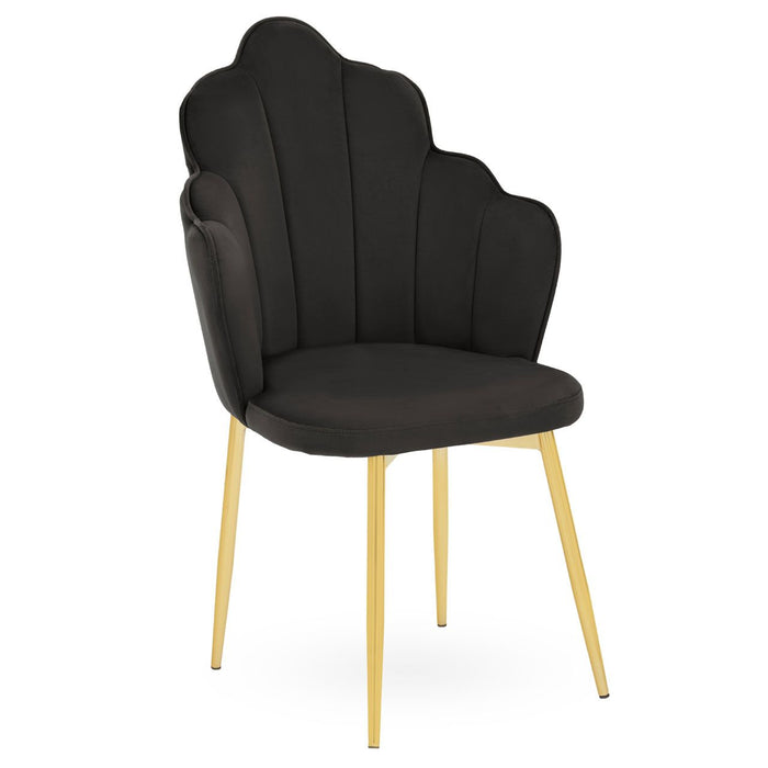 Black Velvet Dining Chair with Gold Legs