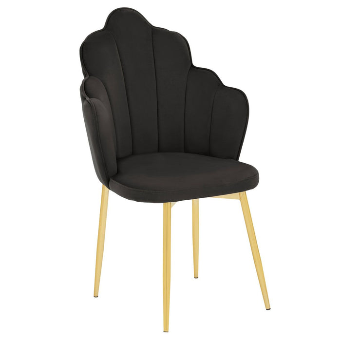 Black Velvet Dining Chair with Gold Legs