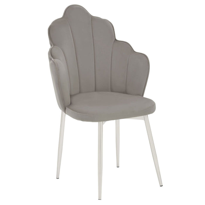 Grey Velvet Dining Chair with Silver Legs